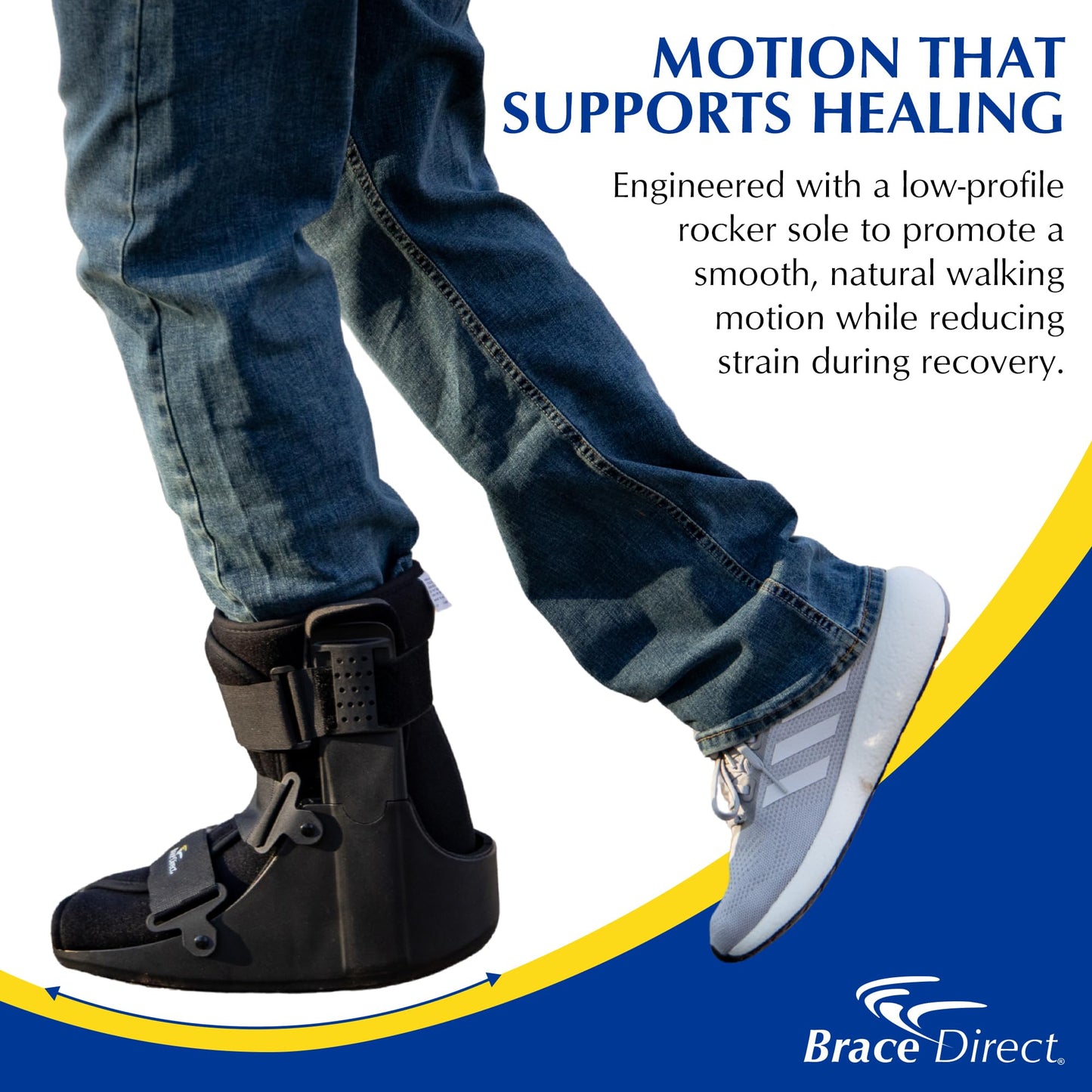 Brace Direct CAM Walker Fracture Boot Short - Lightweight Walking Boot for Foot & Ankle Injuries, Sprains & Stress Fractures - Doctor-Recommended (Men’s 11–12.5 / Women’s 12–13.5)