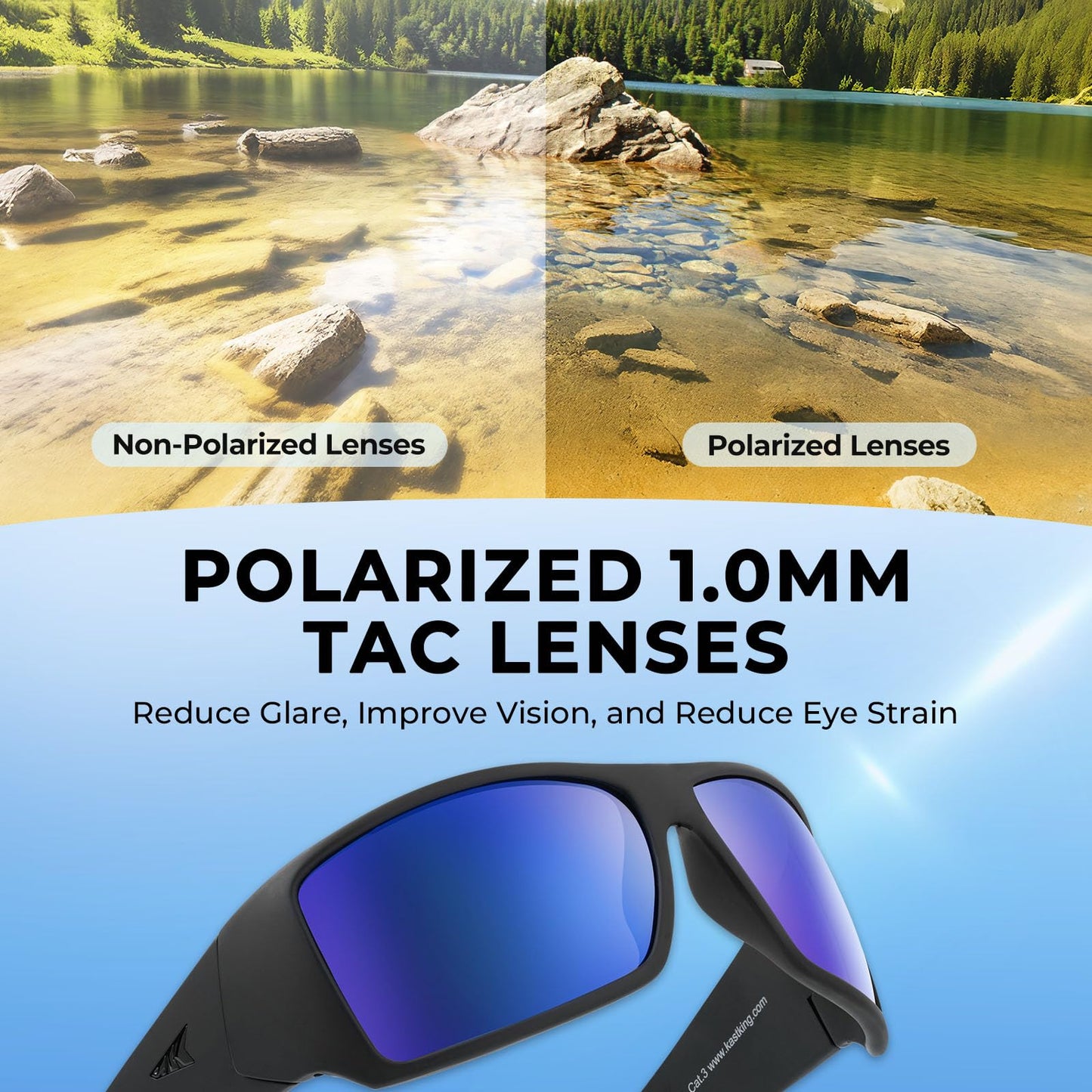 KastKing Iditarod Polarized Sport Sunglasses,PuriVex Protective Lens Coating Fishing Sunglasses,Ideal for Driving Fishing Cycling and Running,UV400 Protection,Durable Grilamid Frame