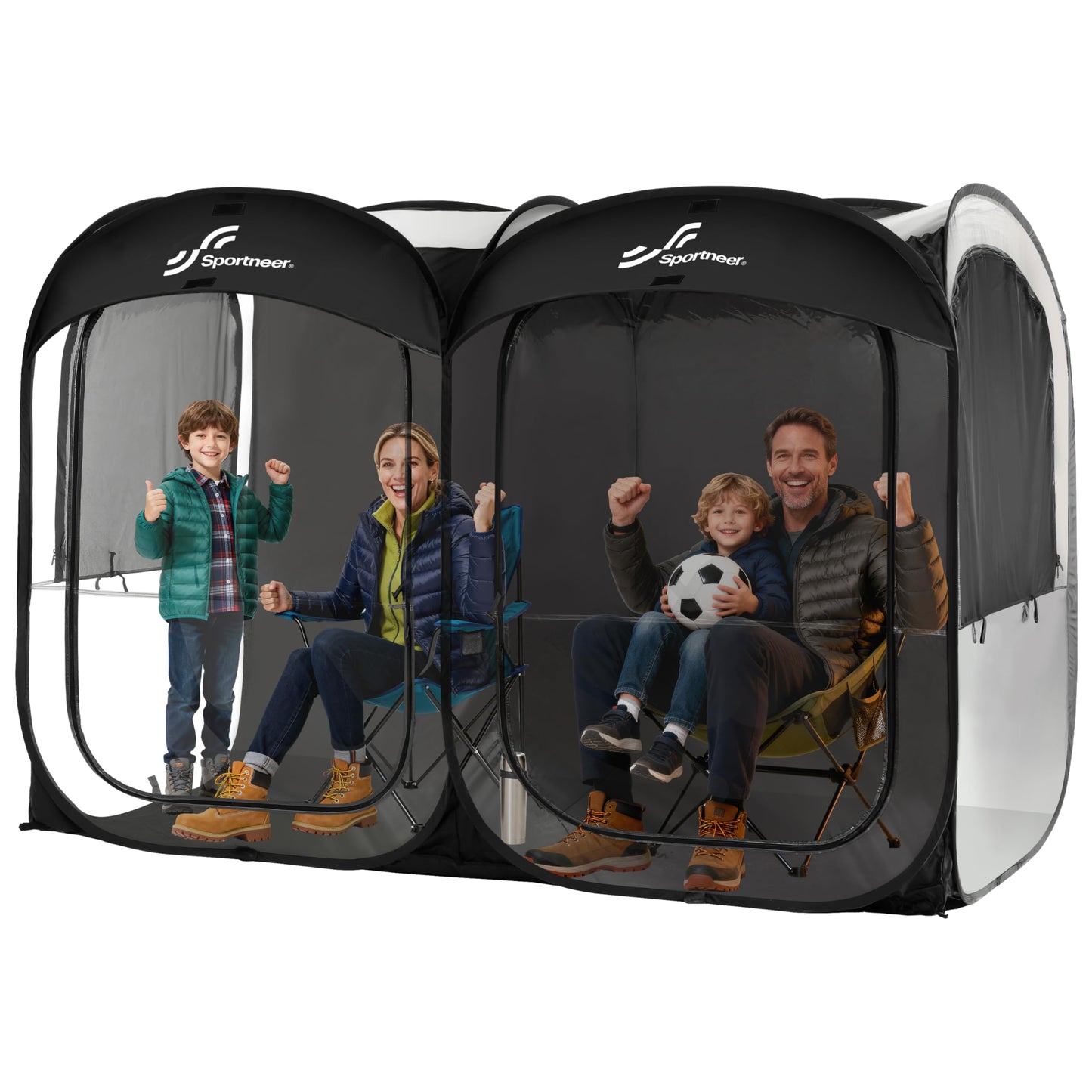 Sportneer Sports Tent, 2-4 Person Instant Pop Up Sports Tents - 92" x 46" x 63.5" Transparent Sport Shelter for Fishing, Camping, Sports Event - Easy Set Up & Tear Down