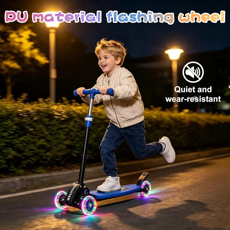 Toddler 3-Wheel Folding Scooter with LED Lights - 2-7 Years, Blue (Variation: Blue)