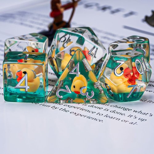 Weyano Resin D&D Dice Set, 7pcs Polyhedral Dice (D4, D6, D8, D10, D12, D20, D%) for Dungeons and Dragons, RPG, MTG (Yellow Duck)