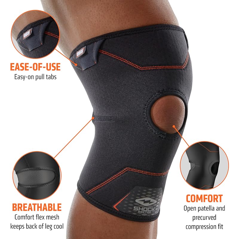 Shock Doctor Open-Patella Knee Sleeve Brace – Large, 1 Unit