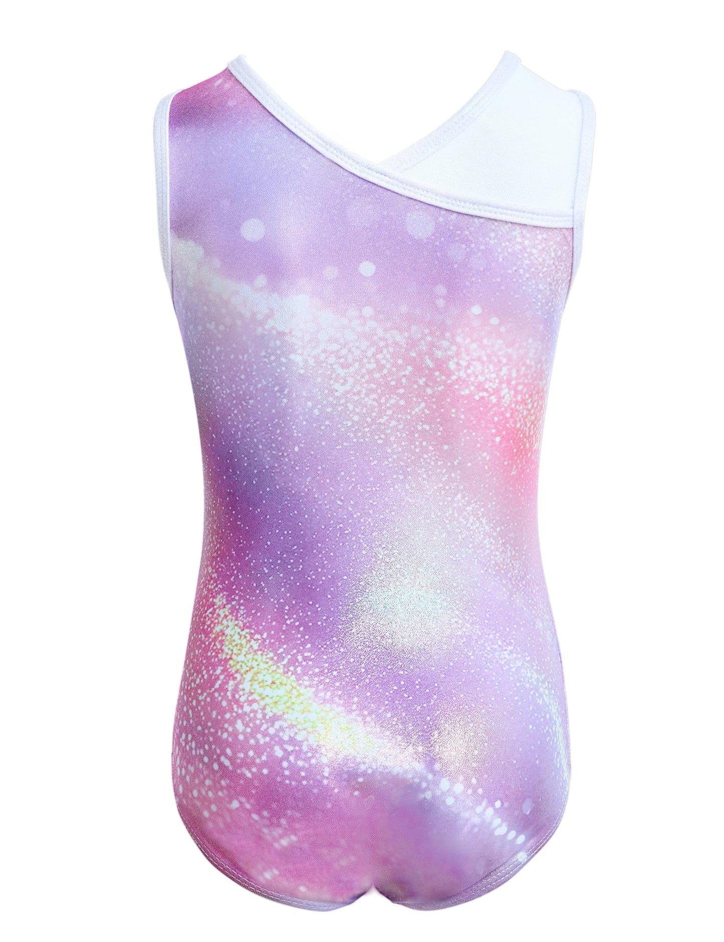 Tstiti Gymnastics Leotards for Girls 4-Piece Outfit with Storage Bag Scrunchie & Shorts Set for Toddler/Kids 3-12 Years Pink Purple 6-7 Years