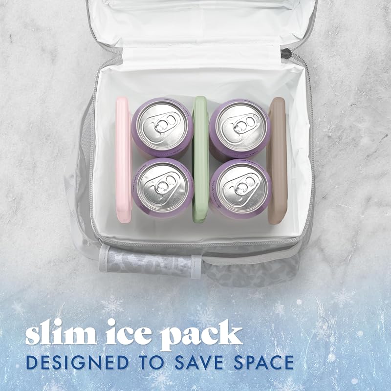 Cool Coolers Slim Ice Packs 4 Pack for Lunch Bags – Multi Pastel Variation