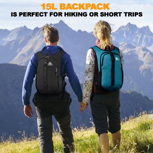Seektop 15L Small Hiking Backpack for Women Men, Foldable Packable Backpack with Phone Pocket, Lightweight Travel Daypack for Hiking Camping Outdoor (Black)