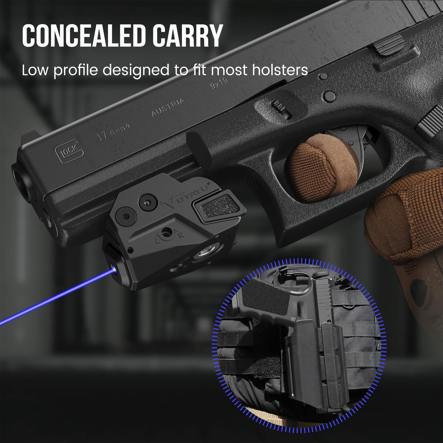 Votatu H6L-G Ultra Compact Laser Sight for Pistol Handgun, Rechargeable Sub-Compact for Taurus G2C, G3C, 1913 Picatinny, Sig P320, Beretta 90two, S&W 99 and S&W TSW
