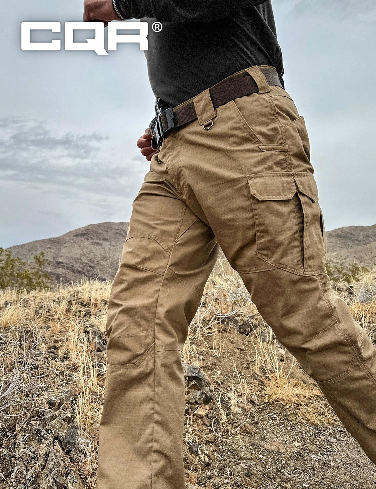 CQR Men's Tactical Pants, Water Resistant Ripstop Cargo Pants, Lightweight EDC Work Hiking Pants, Outdoor Apparel, Raider Mag Pocket Cougar, 32W x 30L