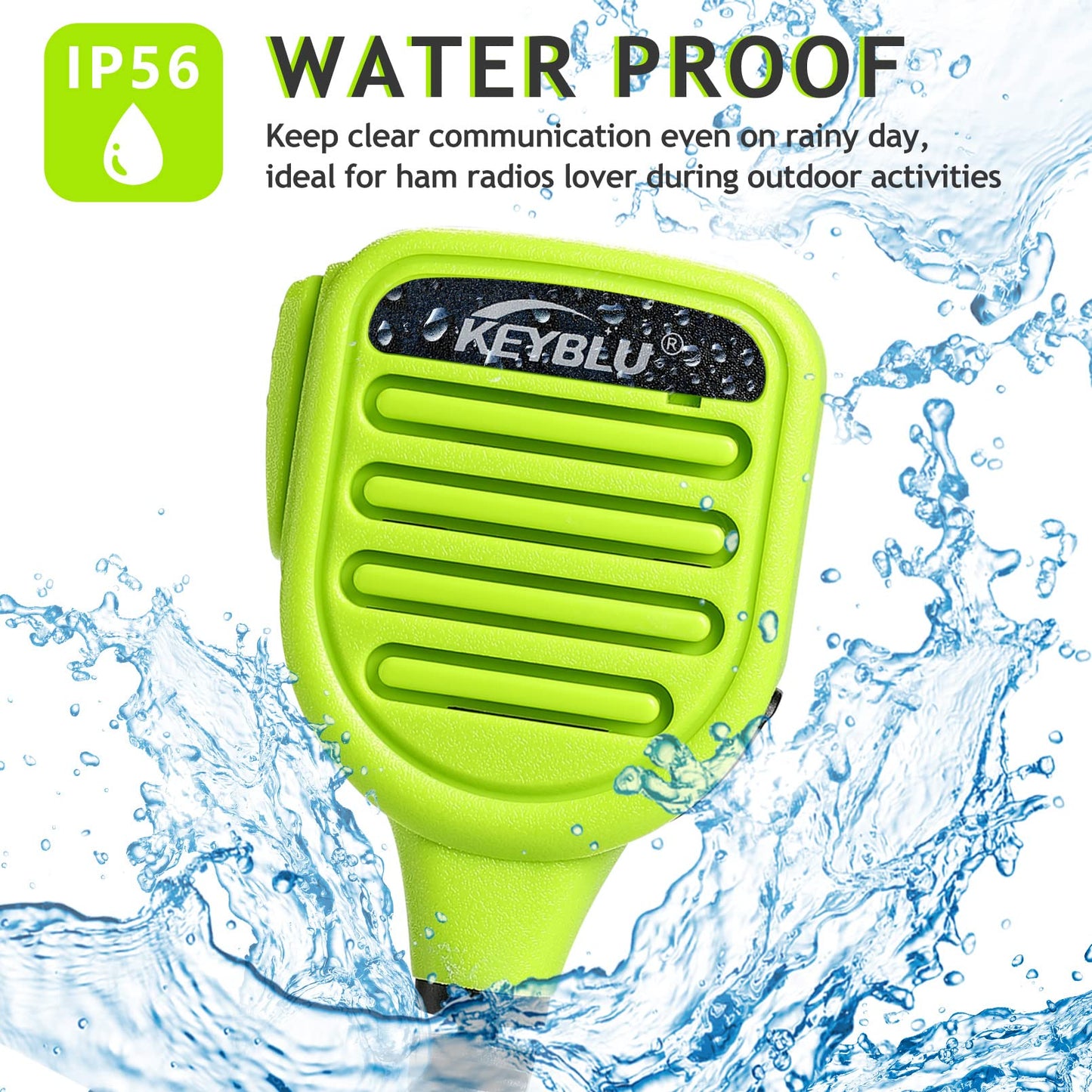 KEYBLU Waterproof Shoulder Speaker Mic 2 Pin Two Way Radio Microphone with 3.5mm Audio Jack Compatible with BaoFeng GT-5R / UV-5R, BTECH, Kenwood and Retevis Radios Walkie Talkie