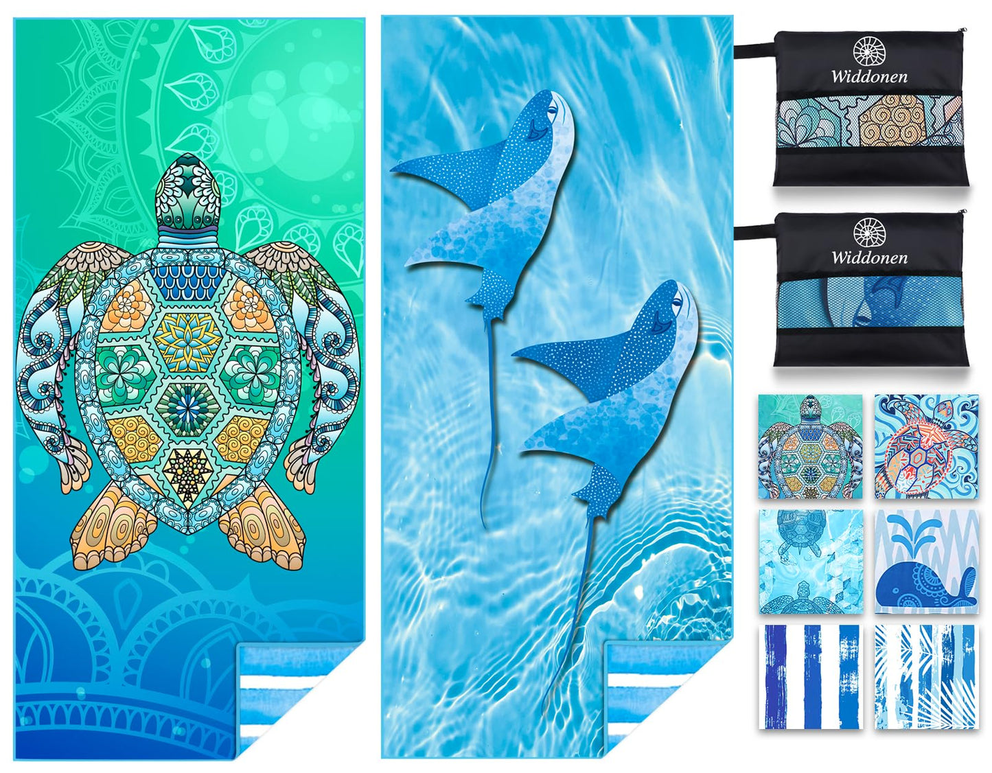 2 Pack Microfiber Lightweight Beach Towel Sand Free Quick Dry Absorbent Thin Compact Towels for Swimming Pool Camping Beach Accessories Large Easy Pack Travel Things for Vacation Essentials Gift