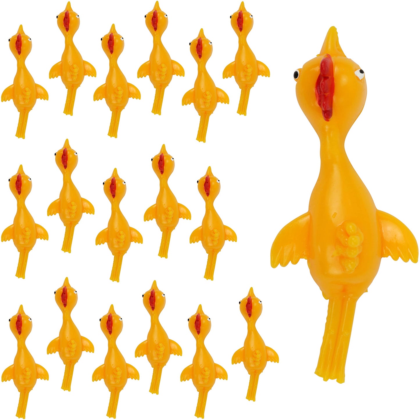 Iconikal 18-Count Bulk Rubber Slingshot Chicken Flinger Stretchy Elastic Flying Finger Fliers