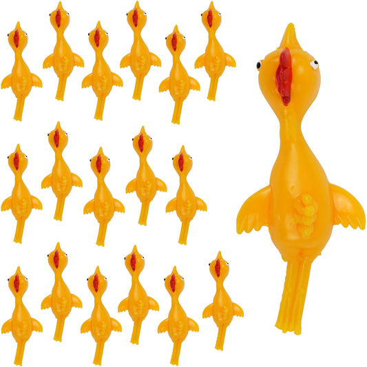 Iconikal 18-Count Bulk Rubber Slingshot Chicken Flinger Stretchy Elastic Flying Finger Fliers
