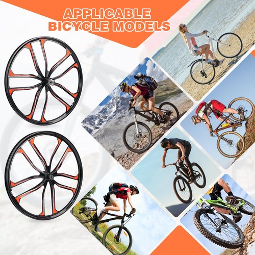 MEGHNA Bike Wheelset 10 Spokes Lightweight Aluminium 26 inch Integrated Wheel Compatible with 6 Bolts Disc Brake 7-12 Speed Thread Freewheel Hub for Mountain Bike Folding Bike (Black, 26 inch)