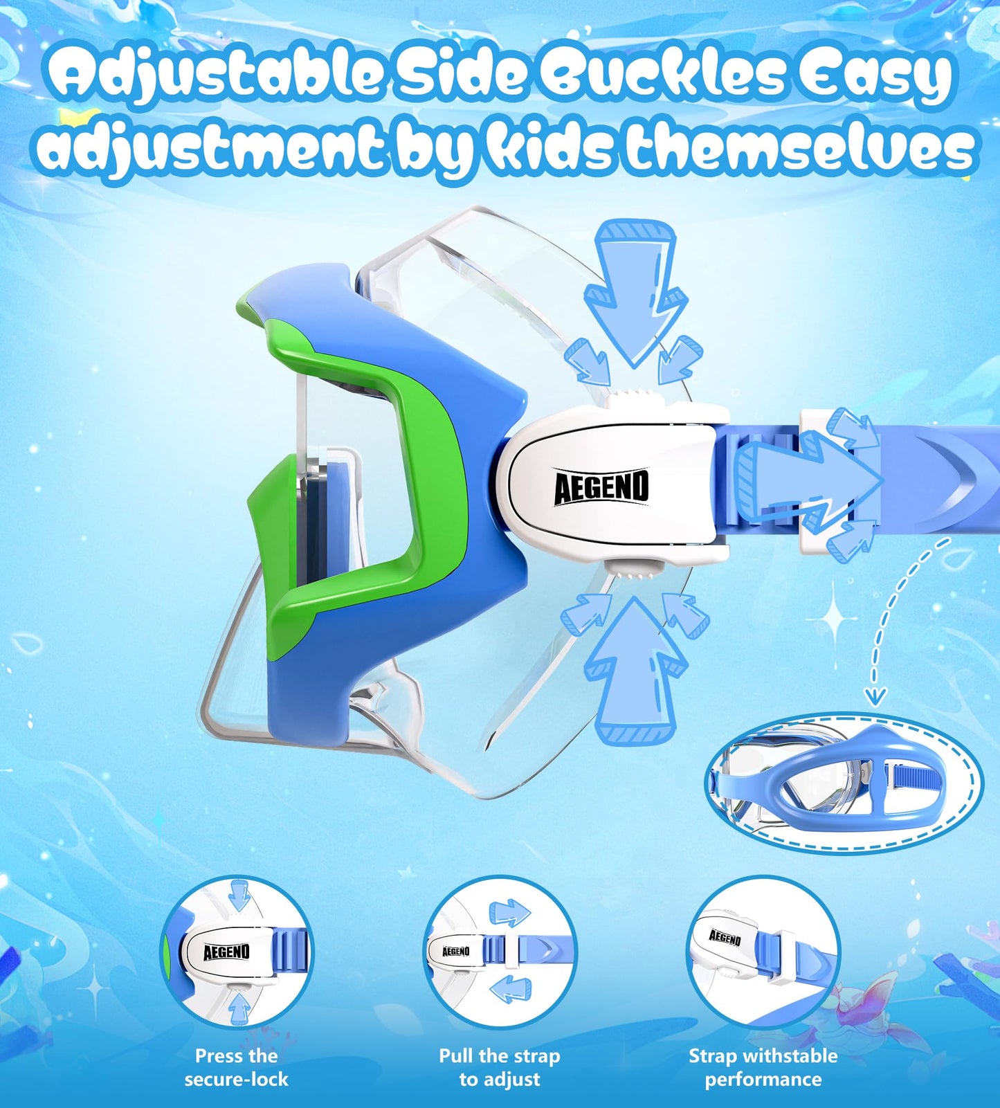 Aegend Snorkeling Gear for Adult Kid - Anti-Fog Mask with Top Dry Valve
