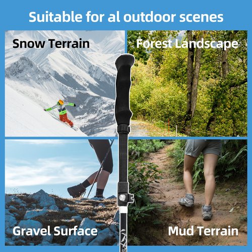 Folding Trekking Poles, Hiking Travel Poles, Hiking Equipment, Lightweight Trekking Poles, Suitable for Men and Women, The Elderly and Children，with an Outdoor Compass
