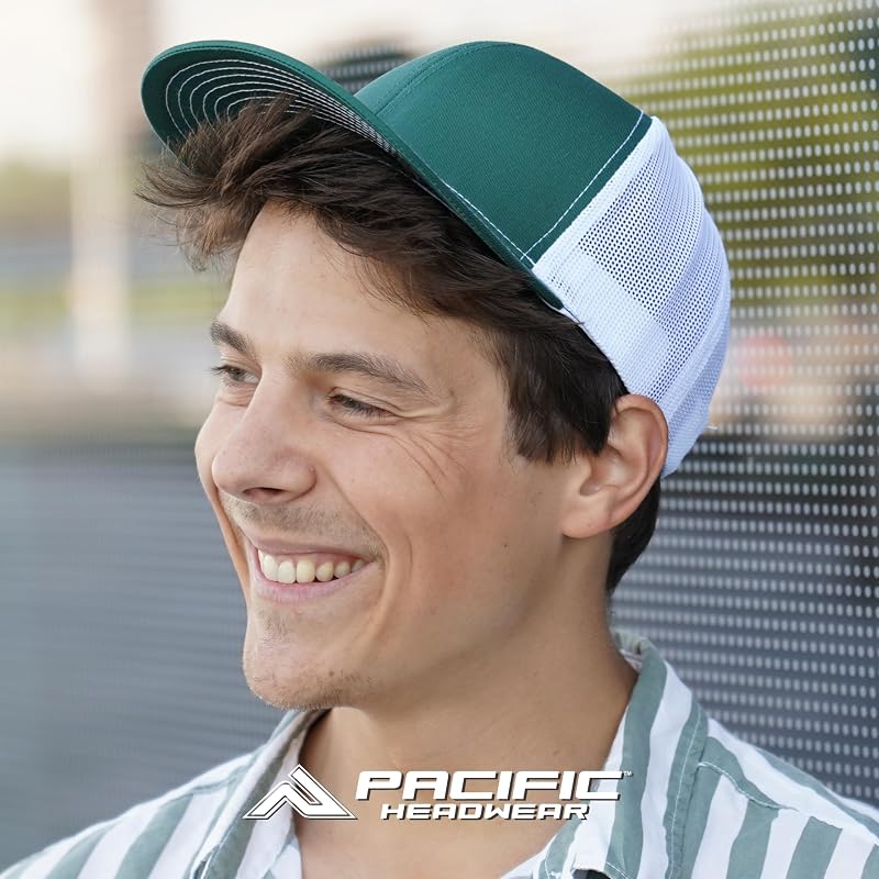 Pacific Headwear Khaki/Brown One Size Contrast Stitch Trucker Snapback