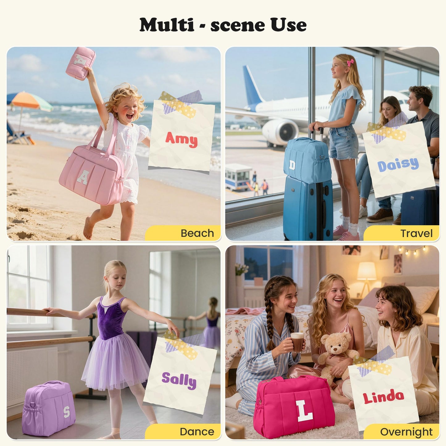 Vogewood Gifts for Teenage Girls-Gifts for Women Unique Initial Duffle Bag, Carry On Bags，Overnight Bag with Wet Pocket，Lightweight Travel Bags Personalized Gym Tote with Makeup Pouch