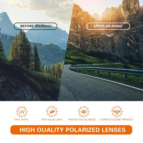 suoso Sports Polarized Sunglasses for Men: TR90 UV400 Protection Sun Glasses Womens Wrap Around Goggles for Drving Fishing Blue