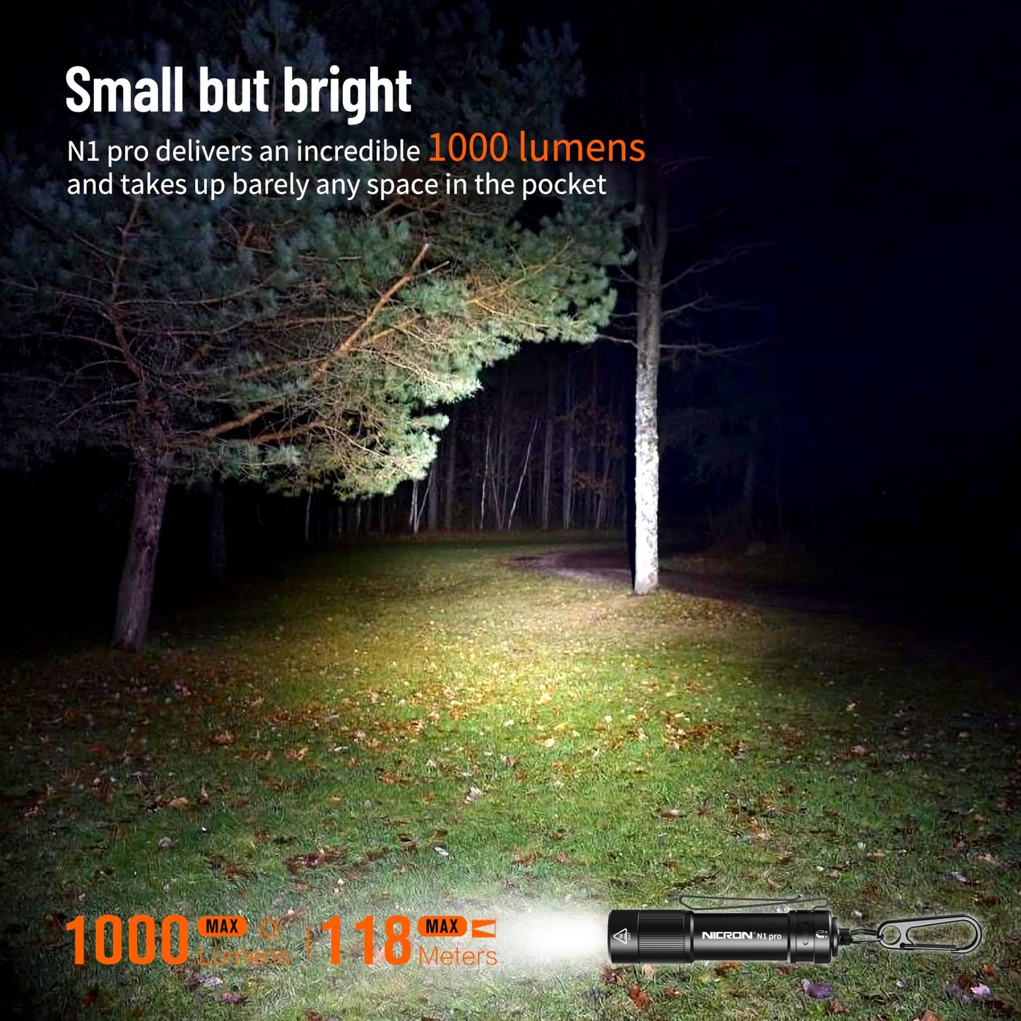 NICRON N1pro EDC Flashlight, 1000 Lumens Rechargeable Flashlights