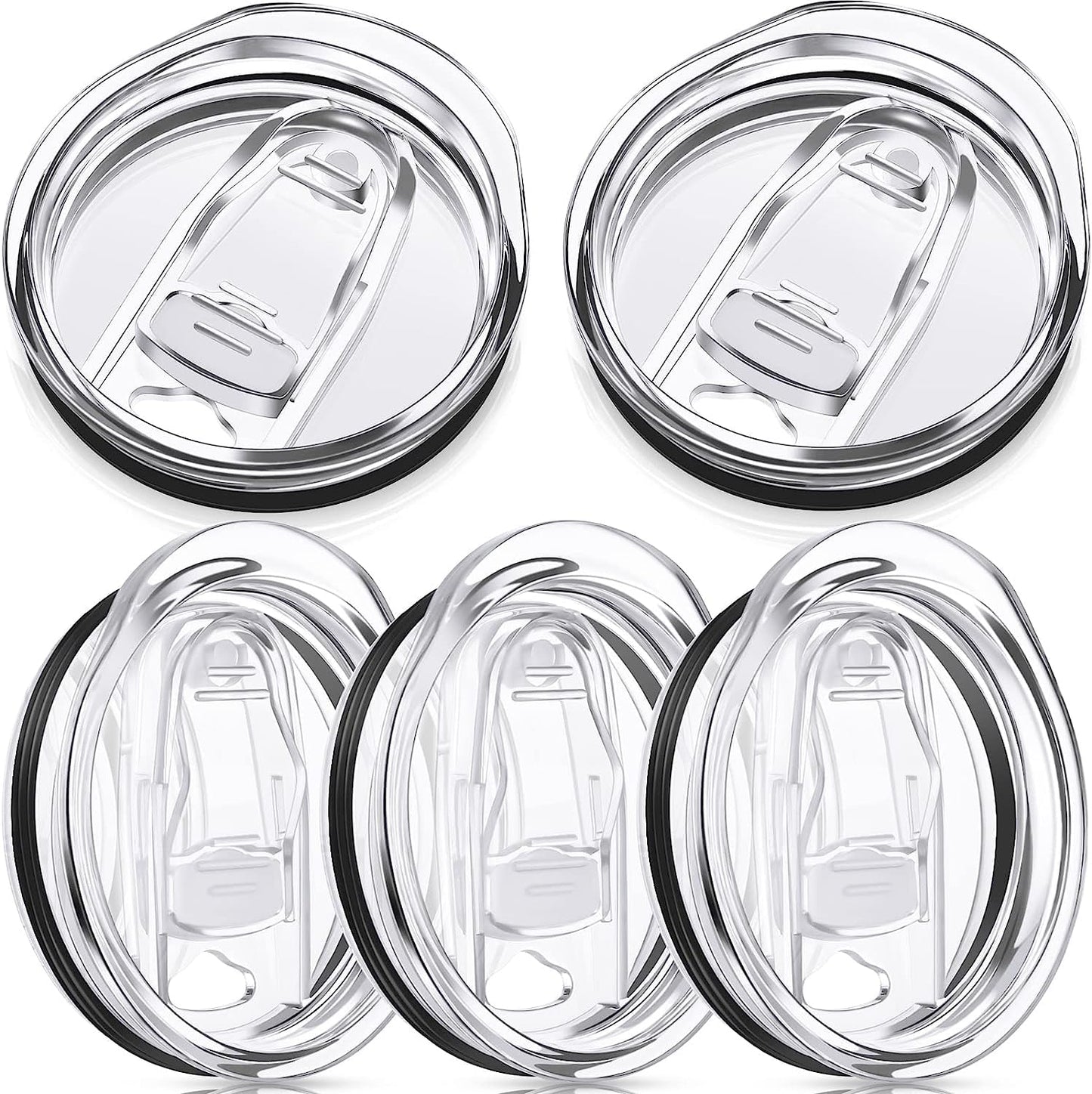 20 oz Skinny Replacement Lids Tumbler Replacement Lids Plastic Splash Resistant Covers Spill Proof Skinny Cup Covers for Mouth Cooler Cup (Clear, 5 Pack)