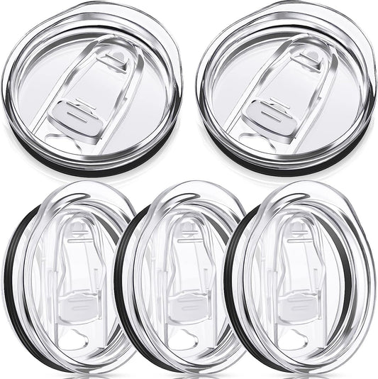 20 oz Skinny Replacement Lids Tumbler Replacement Lids Plastic Splash Resistant Covers Spill Proof Skinny Cup Covers for Mouth Cooler Cup (Clear, 5 Pack)