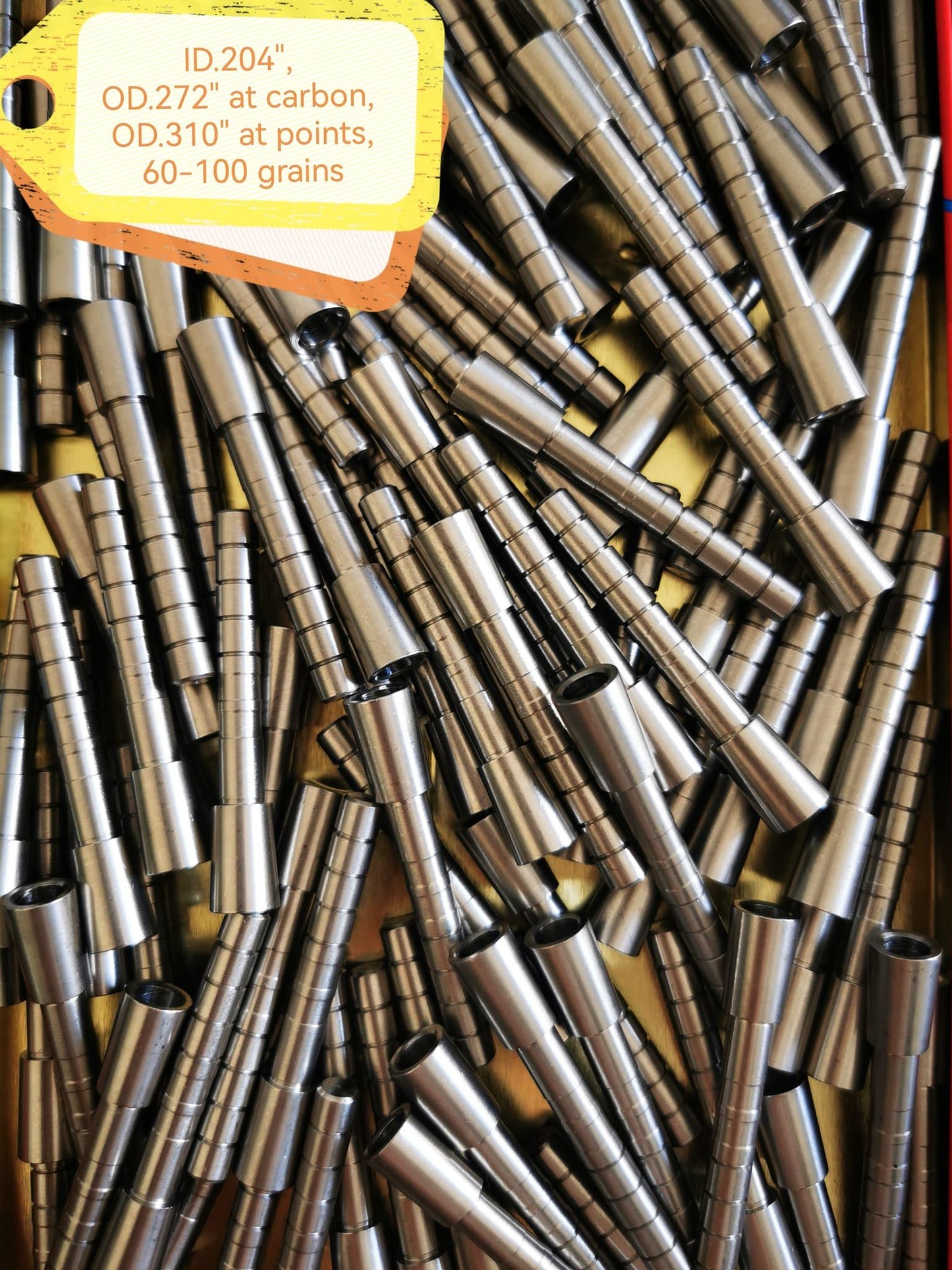 ZOEKO Stainless-Steel Arrow Inserts Suitable for ID .204" .244" Carbon Arrows, Suitable for 5/16" Field Points, Cuttable from 35-200 Grain (A Dozen)