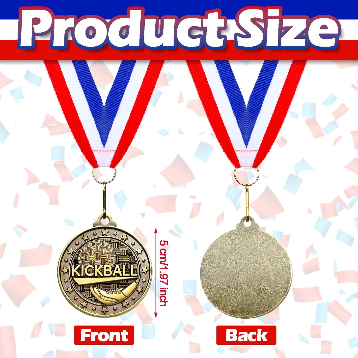 Remuuly 30 Pcs Gold Medals Bulk 2'' Basketball Soccer Baseball Volleyball Football Lacrosse Kickball Cheer Bowling Trophy Medals for Awards for Sports Participation Winner Gift(Gold,Kickball)