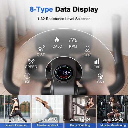 Superun Exercise Bike, Stationary Bikes for Home Gym with 32-Level Magnetic Resistance, 300LBS Capacity Indoor Cycling Bike with Comfortable Seat, LED Display