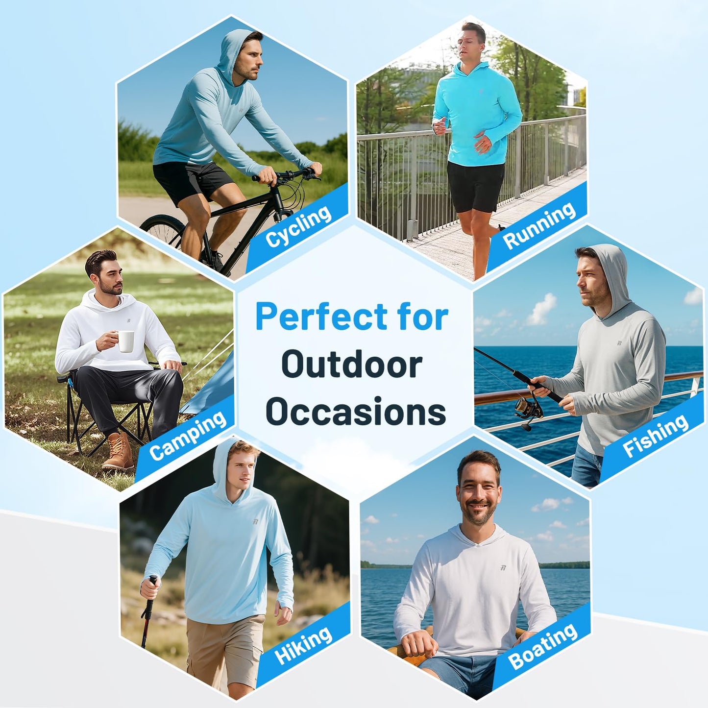 Runhit UPF 50+ Fishing Shirts for Men Long Sleeve UV Sun Protection Hoodie Outdoor Workout Hiking Running Rash Guard Lightweight Quick Dry Dark Green L