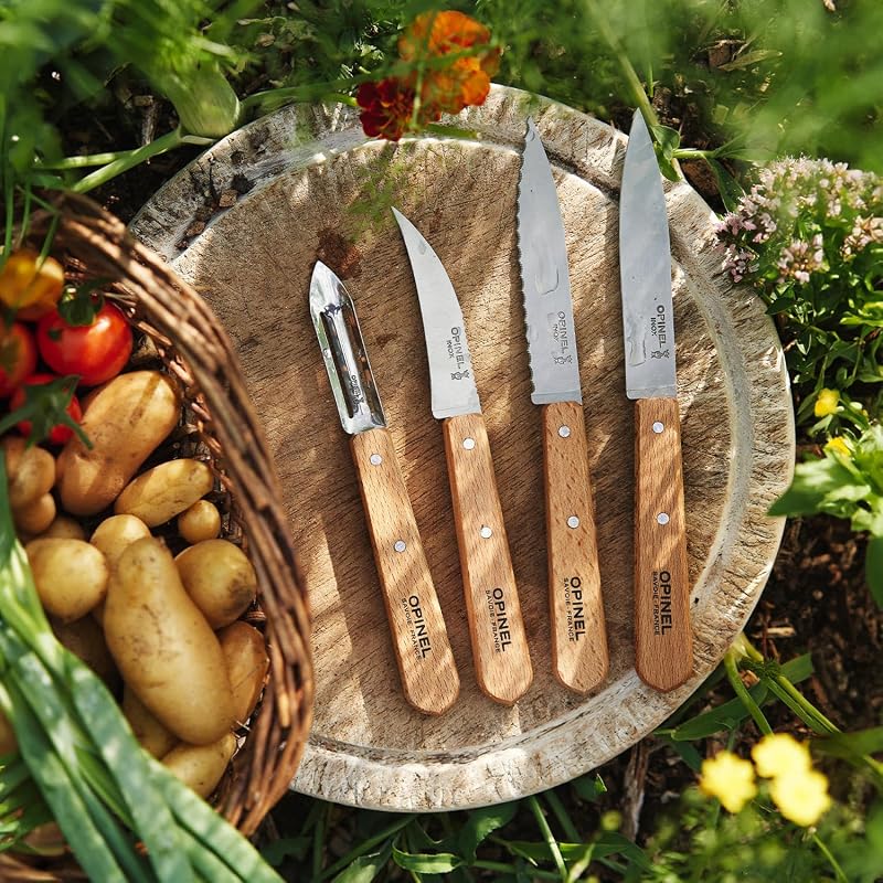 Opinel Les Essentials Beech Wood 4-Piece Kitchen Knife Set