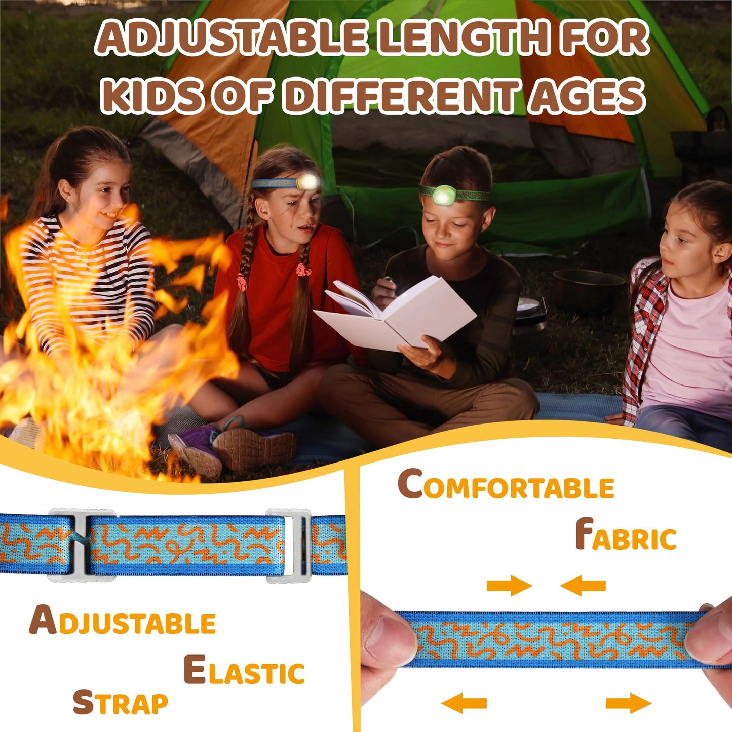 EverBrite LED Headlamp Rechargeable Kids Headlamp with RGB Mode and Adjustable Headband, 3 Modes Multicolor Headlamp for Kids, Bright Kids Head Lamp for Camping, Reading, Exploring, Hiking, Birthday