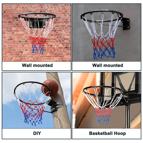 Dripex Solid Basketball Rim 18" Replacement Breakaway Wall Mounted Outdoor Heavy Duty Solid Steel 18 Inch Rim Double Spring with All Weather Net (Black)