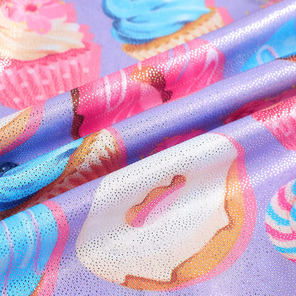 Belovance Leotards for Girls Gymnastics Unicorn Athletic Dance Wear Shiny Rainbow Blue Hotpink (Donuts Purple, 7-8 Years)
