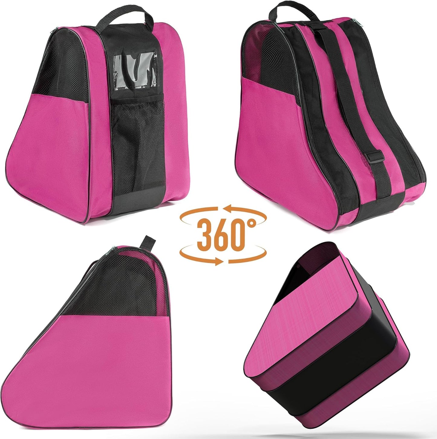 Ice Skate Bag, Large Capacity Roller Skate Bag for Both Kids and Adults, Breathable Figure Skating Bag with Adjustable Shoulder Strap Fit for Roller, Ice, Inline Skates