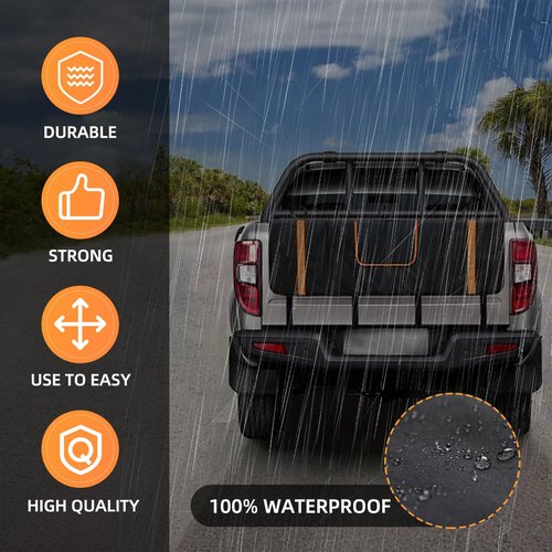 Tailgate Bike Pad for 5 Mountain Bikes, Tailgate Cover Made with Waterproof Material Flip-up Flap, Tailgate Protector with Reflective Strips and 2 Tool Pockets for Full-Size Trucks
