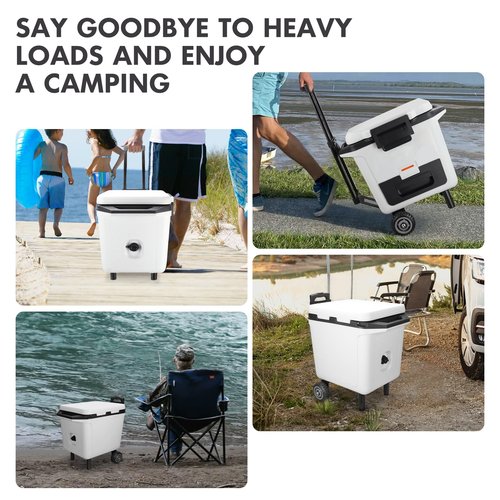 WEIGUZC Cooler Wheels Kit for Ninja FrostVault 30qt/50qt Hard Cooler - 5 Inch Wheels & Retractable Handle - Heavy Duty Cooler Accessories for Camping & Beach (Wheel Kit Only)