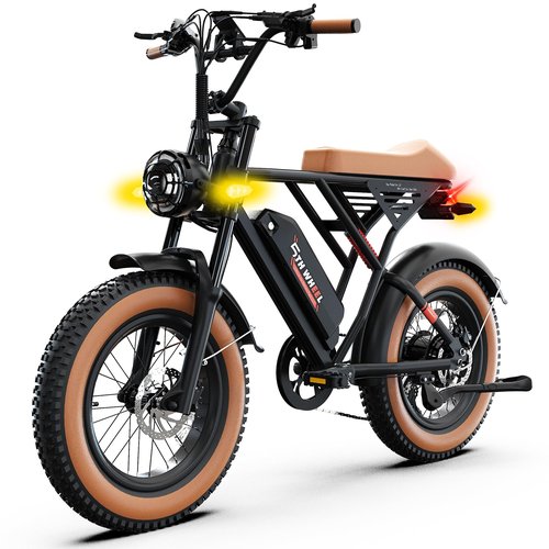5TH WHEEL Knight Electric Bike for Adults with 1500W Peak Motor, 28MPH & 70Miles, Fat Tire Electric Dirt Bike with Turn Signals, Full Suspension Electric-Motorcycle for Adults and Teens
