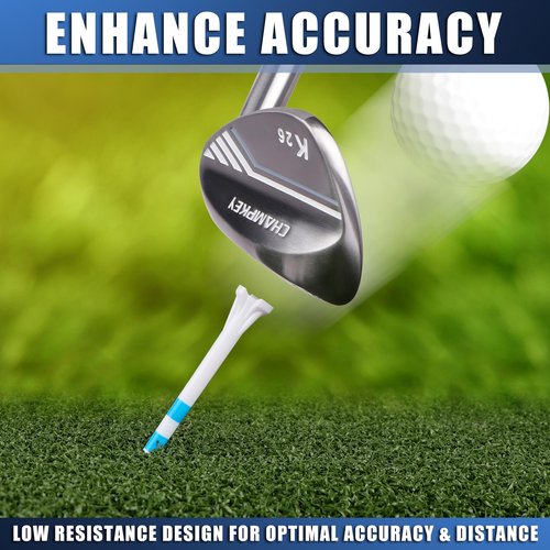 CHAHMPKEY Premium 3-Prong Plastic Golf Tees 3-1/4" 100 Pack - 40% Reduced Ball Contact with High Stability and Long Distance Performance Golf Tees Plastic(White - 100 Assorted Pack)