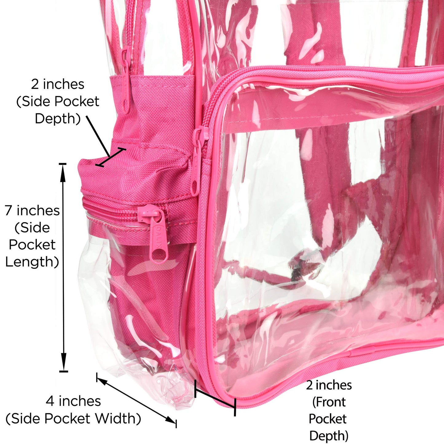 DALIX Clear Backpack Bags Smooth Plastic (Hot Pink)