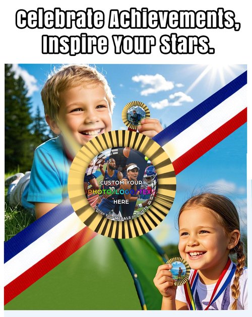 BSTWARM Custom Medals ??Design Your Own Personalized Award with Your Text, Logo, or Image (Gold)