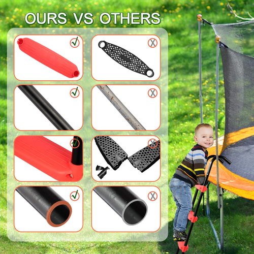 SweetBin Universal 3 Steps Trampoline Ladder with Wide Steps,Durable and Easy to Assemble,220 lbs Capacity Trampoline Accessories for Kids