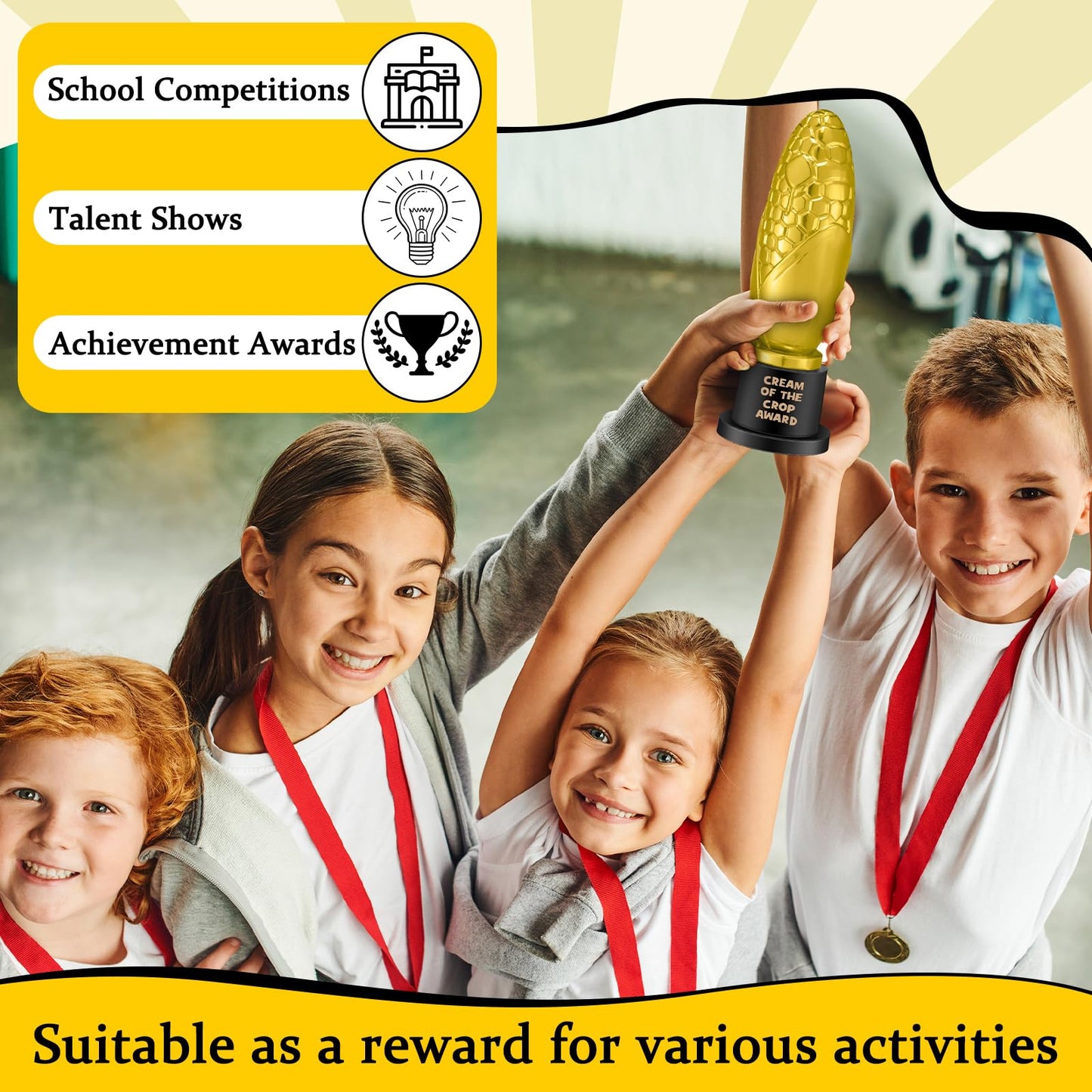 Tondiamo Small Trophy Celebrate the Top Award 6 Inch Tall Plastic MVP Funny Game Small Trophy and Awards for Employees Boss Custom Competition Gifts(Corn)