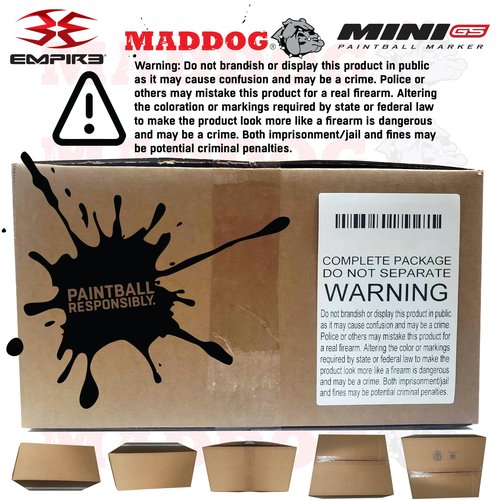 Maddog Empire Mini GS Electronic Full Auto Paintball Gun Marker w/ 48/3000 HPA Paintball Tank, Empire Halo Too Electronic Loader, 4-Pod Harness & (4) Pods Starter Package - Dust Black/Silver