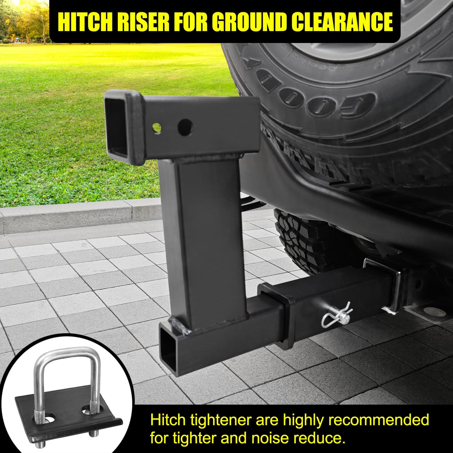 KAIRAY Trailer Receiver Hitch Riser Extender Adapter 10" Drop/Riser, 8" and 10" Extension Length, 2" Shank, 7500lbs Towing Capacity, Matte Black