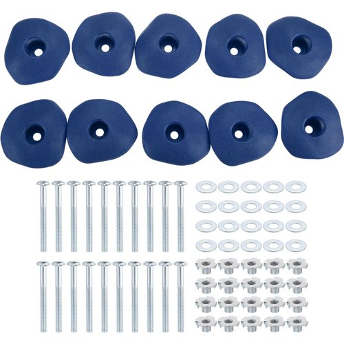 PATIKIL Rock Climbing Holds, 10 Pcs Climbing Rock Wall Grips Play Set Climber Attachments with Single Holes for Playground Accessories Indoor Outdoor Tree Training, Blue-D