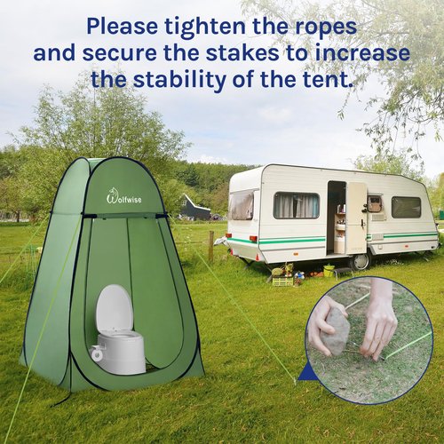 WolfWise Portable Pop Up Privacy Shower Tent, Spacious Changing Room, Dressing Room, Sun Sunshade Canopy Outdoor Rain Shelter, Backpack Privacy Shelters for Camping, Hiking, Beach, Toilet, Green