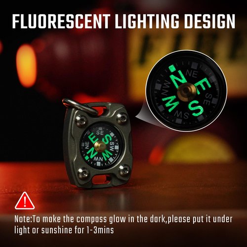 Mecarmy Mini Compass Titanium/Brass, Pocket Compass Hiking Survival, Small Waterproof Ipx5 Hiking Compass Keychain, Special Compass Necklace, Survival Hiking Gear Graduation Present for Women Men