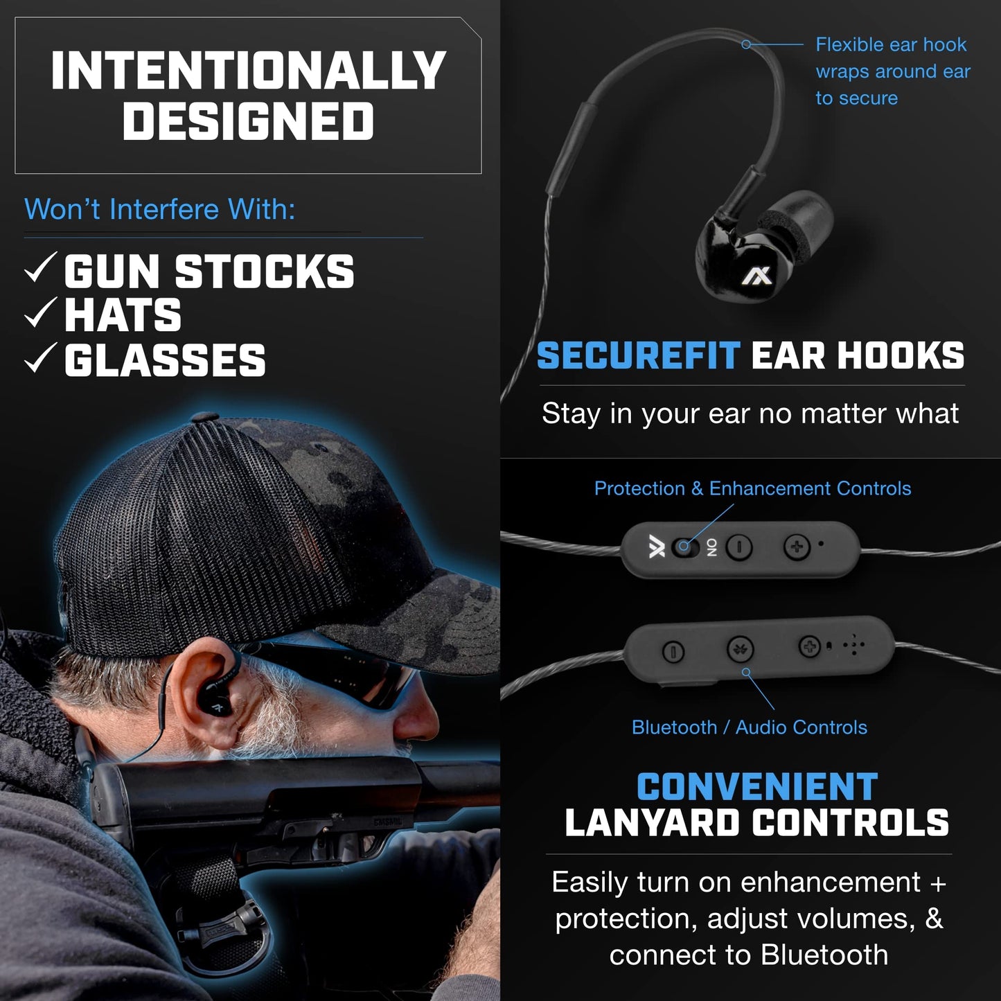 Axil GS Extreme 2.0 Shooting Ear Buds – Hearing Enhancement & Noise Isolation Bluetooth Earbuds – w/Dynamic Speakers – 25-Hour
