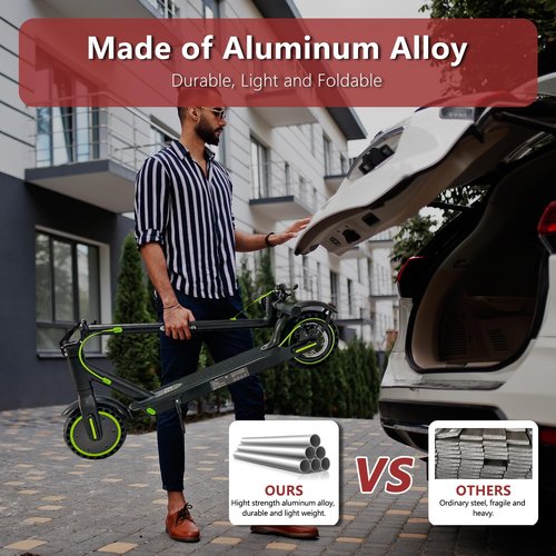 Electric Scooter for Adults - 350W/500W Motor, 19Mph Max Speed, 8.5” Solid Tires, 15/21 Miles Range, Portable Commuting E-Scooter with Double Braking System and App