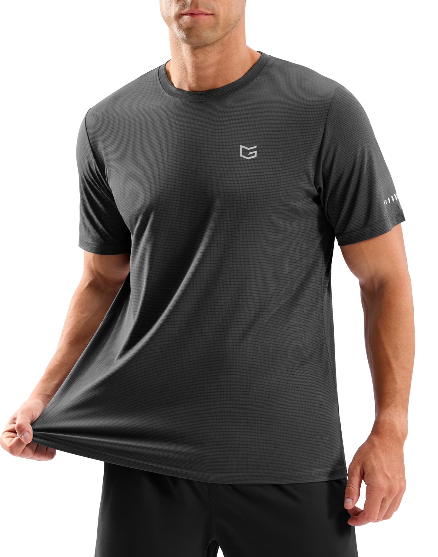 Men's Workout Breathable T-Shirts Dry Fit UPF 50+ Sun Shirts Moisture Wicking Cooling Tee for Athletic, Running, Hiking (Iron Grey, XL)