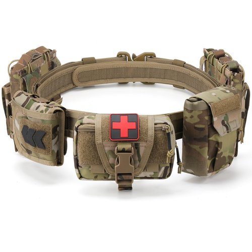 TWS 5 in 1 Quick Release Tactical Combat Heavy Duty Belt For Battle Airsoft Camo